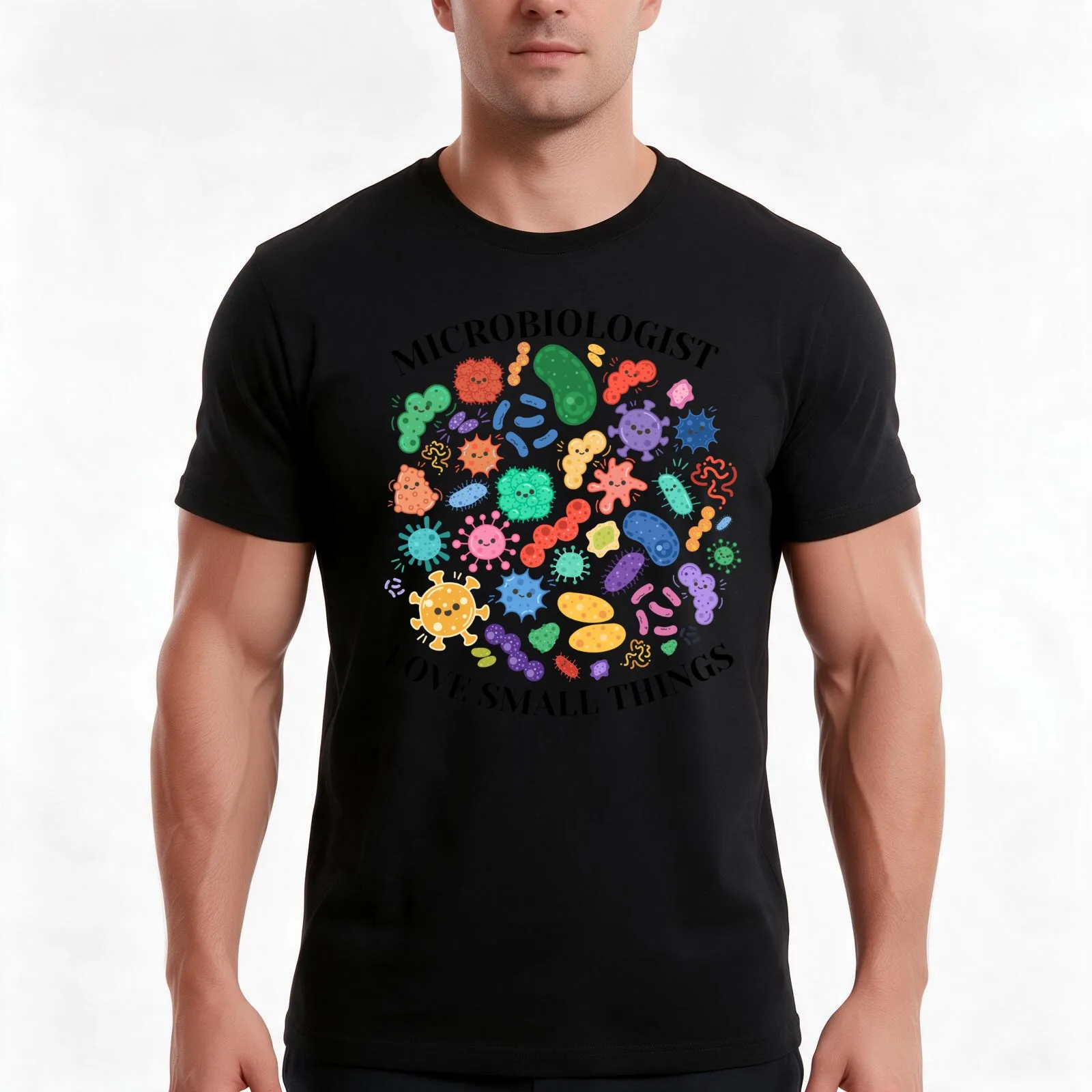 microbiologist love small things T-Shirt, Summer Casual Cotton Tee, Oversized Streetwear Tops, Vintage Graphic Print