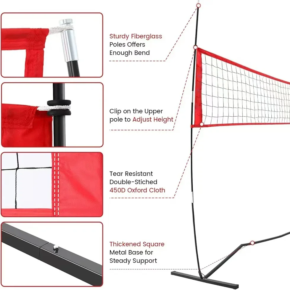 12FT Portable Volleyball Training Net ,volleyball Net Set for Beach Court or Serving Practice Net with Adjustable Height