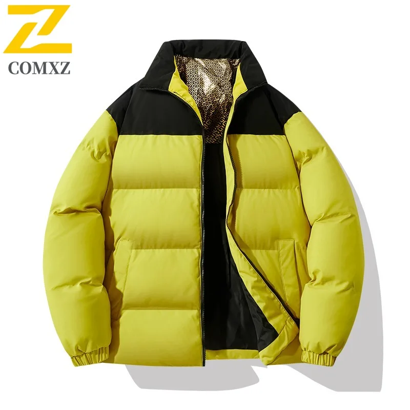 

COMXZ Men Korean Style Padded Jacket Relaxed Stand Collar Lightweight Parka 2025 Travel Cold Resistant Lightweight Winter Coats