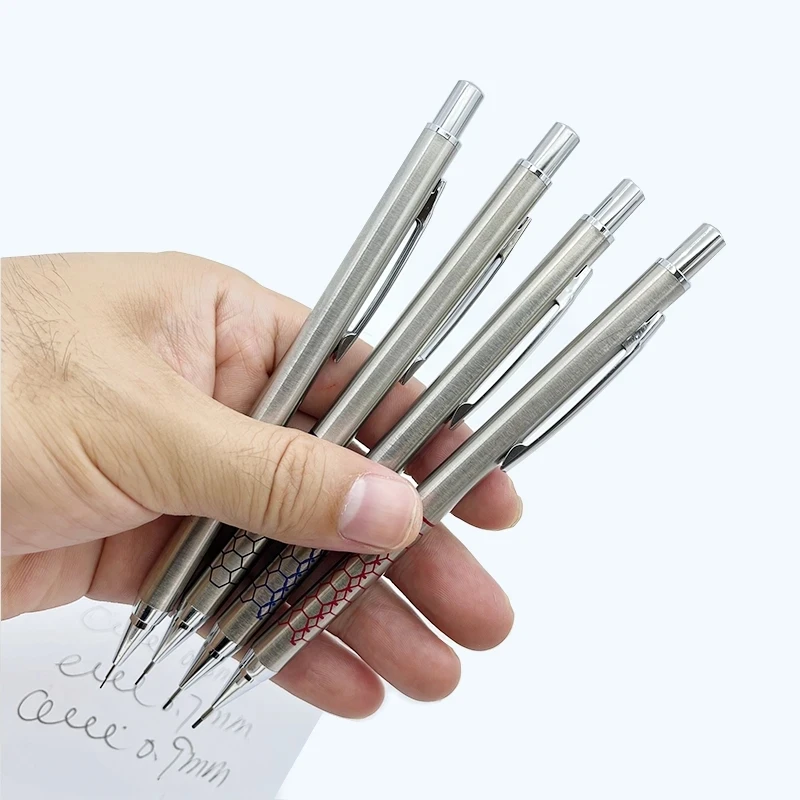 0,5 0,7 0,9 mm Metall-Druckbleistift mit Radiergummi-Set 2B/HB Mine Art Sketch Zeichenzubehör Automatisches Bleistift-Schreibpapier – Detail 8