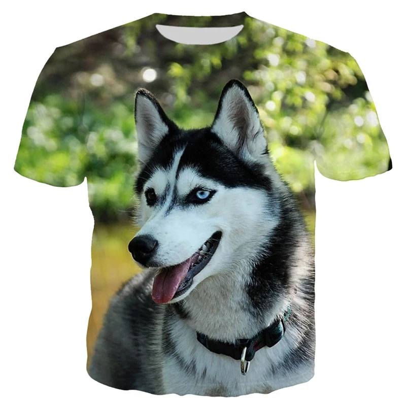 Funny Pet Dog T-Shirts Husky Animal 3D Print Streetwear Men Women Fashion Oversized Short Sleeve T Shirt Kids Tees Tops Clothing