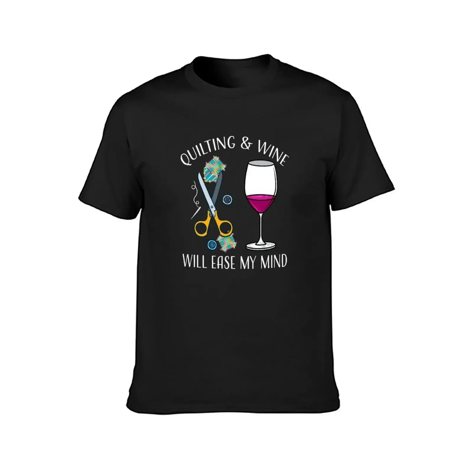 Women's Quilting Gift - Quilting & Wine Will Easy My Mind T-Shirt blanks customizeds mens t shirt