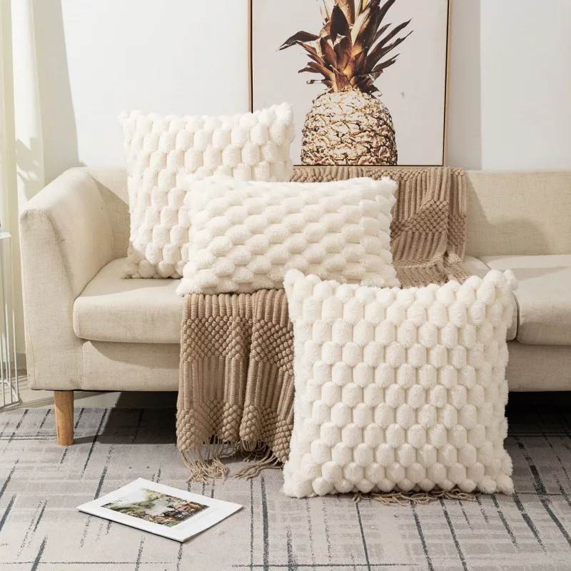 

Woven Snowflake single-side Velvet Solid Color Pillowcase Home Living Room Sofa Bedroom Waist Pillow case Office Cushion Cover