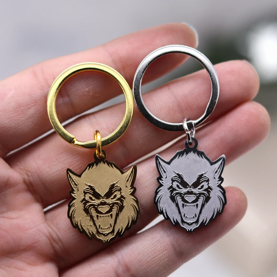 Roaring Lion Key Chain Key Ring Animal Pendant Men's Box Chain Choker Key Chain Key RingFor Women Jewelry Party Men Gifts