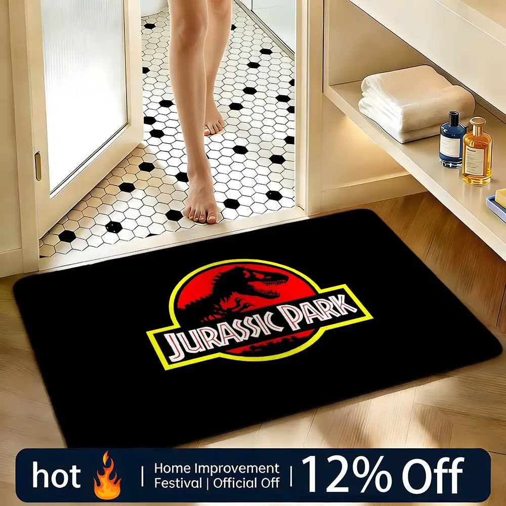 Alfombra suave absorbente antideslizante, alfombra para el suelo con diseño de Jurassic Park, decoración para el hogar, alfombra para la puerta, alfombra para el suelo del dormitorio, alfombra para la ducha