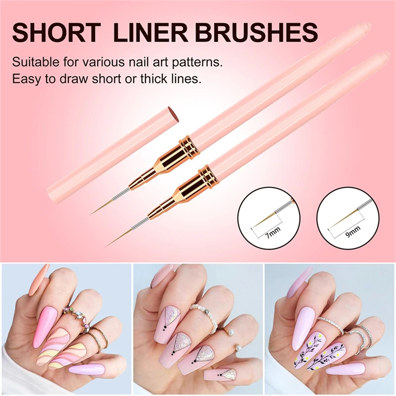 5 Pieces Set Professional Nail Art Liner Brush for Striping Painting Design,Gel Liner Nail Art Brushes for Nails