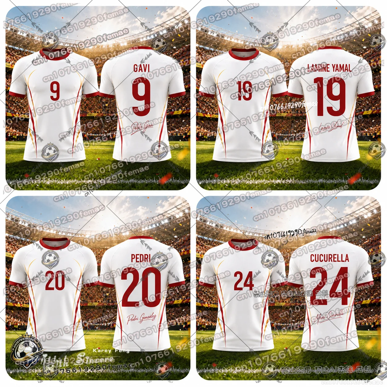 Special Custom Spain White Soccer Jersey 2026 Kids Adults Men Women Comfortable Breathable Daily Wear Sports Casual Top