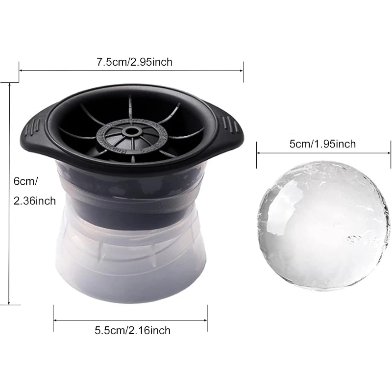 4Pcs 5cm Round Ice Ball Silicone Mold Easy Release Ice Cube Tray Household Commercial Fridge Ice Mould Whiskey Cocktail Drinks