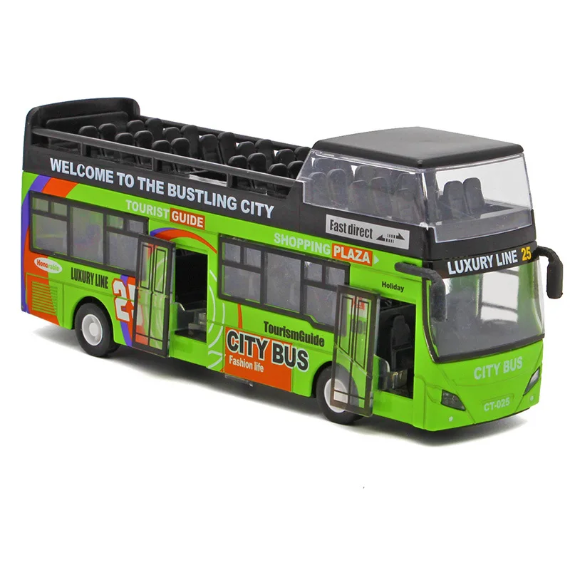Macao Double-Deck Light Busรถรุ่นรถบัสเพลงดึงกลับรถบัสของเล่นรถDie Castingรถ
