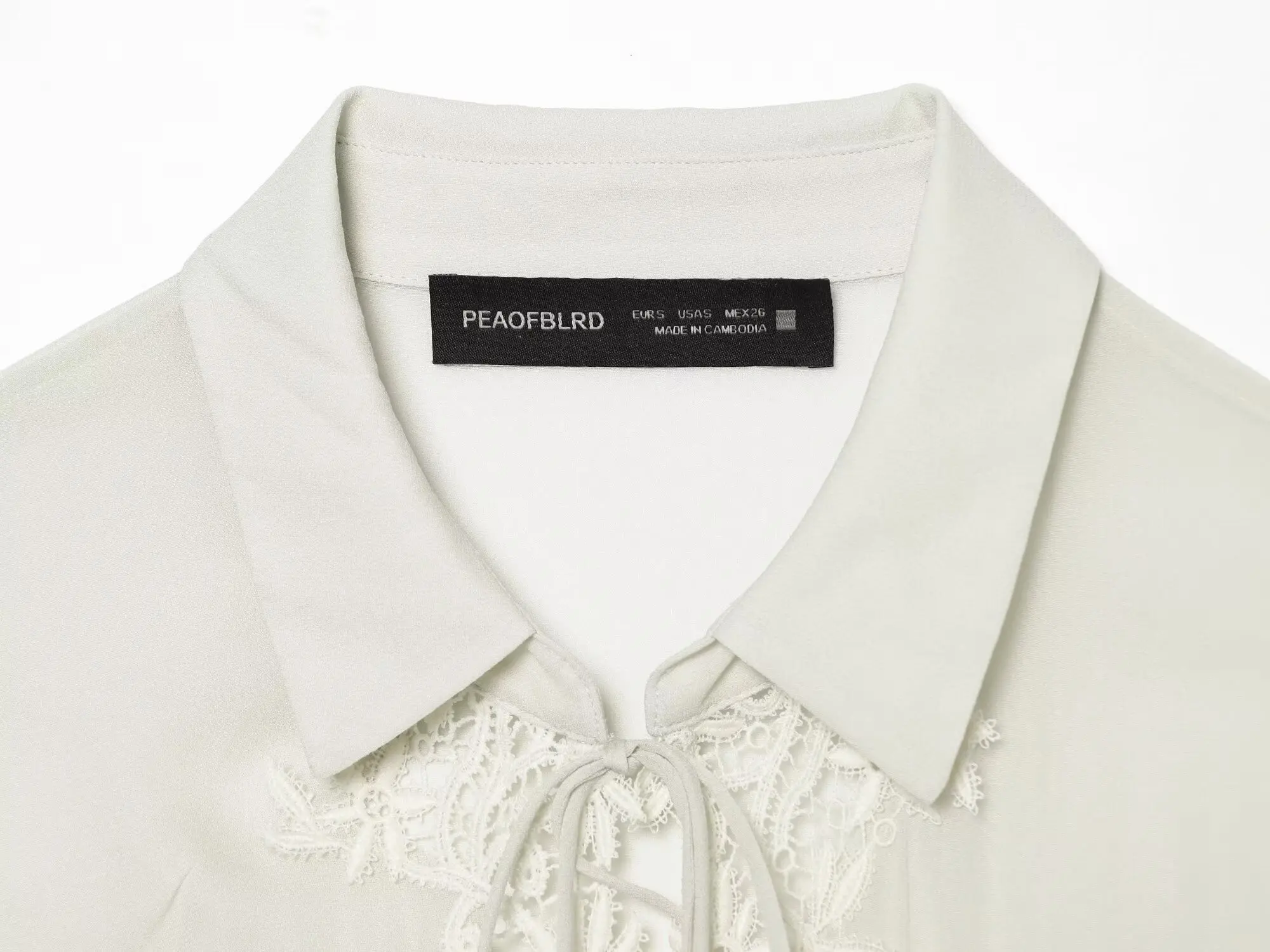 BSAY Französischer Boho-Stil Damenbluse mit Reverskragen, Spitzenstickerei, Vordereinband, Laternenärmeln, unregelmäßigem Rüschensaum, Hemdtop – Detail 11