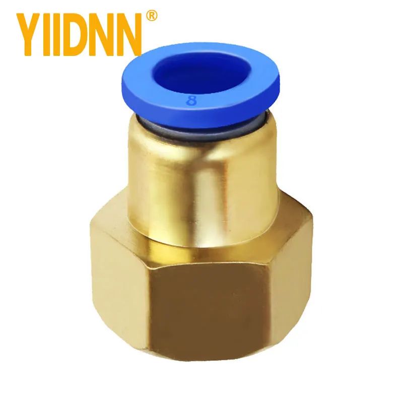 

PCF Pneumatic Quick Connector Fitting 1/8"1/4"3/8"1/2" Female Thread Brass OD 4/6/8/10/12 MM Hose Tube