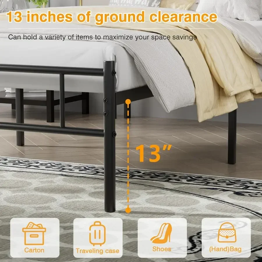 Sturdy Full Bed Frame with Headboard and Footboard