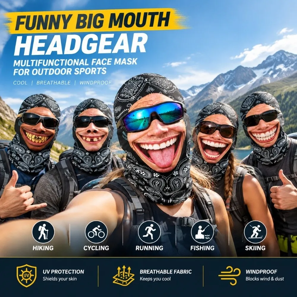 3D Face Printed Old Man Balaclava Face Mask Paisley Print Full Coverage Funny Ski Mask Breathable Eye Hole Funny Face
