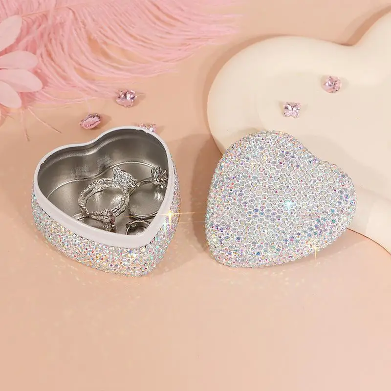 Funkelnde Strass-Metall-Blechdose Schmuck-Aufbewahrungsbox für Halsketten – Detail 5