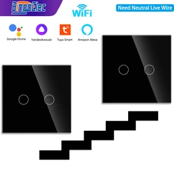 Bingoelec Tuya Wifi Smart Touch Switch Multi Control 1/2/3/4gang Sensor Wireless Control Switches Smart Life Google Alexa 2/3way