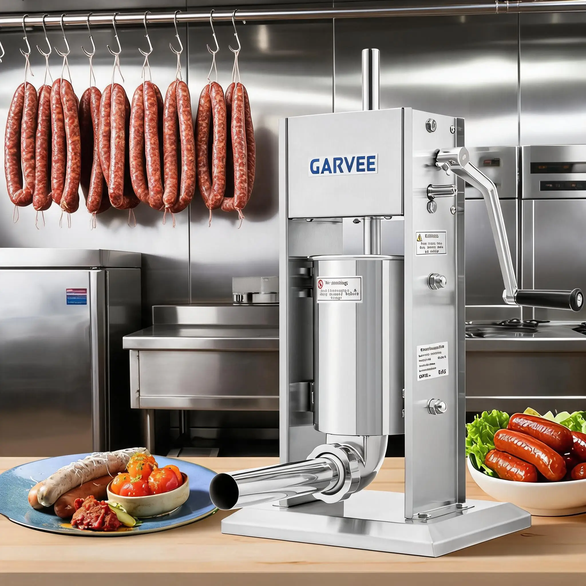 Vertical Sausage Stuffer Machine 3L/7LBS Stainless Steel   2-Speed Manual Meat Filler with 5 Stuffing Tubes  Durable Commercial & Home Food Processing Equipment  Easy Cleaning