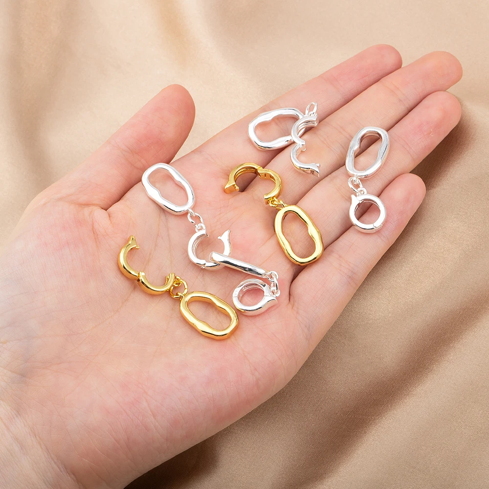 1/3pcs 18K Gold Color Plated Irregular Oval Clasp Connectors for DIY Jewelry Making Necklace Bracelet Accessories Supplies view 5