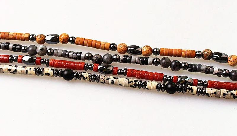 Men Beaded Choker Necklace Natural Stone With Hematite Tribal Jewelry Surfer Necklace For Mens Dropshipping