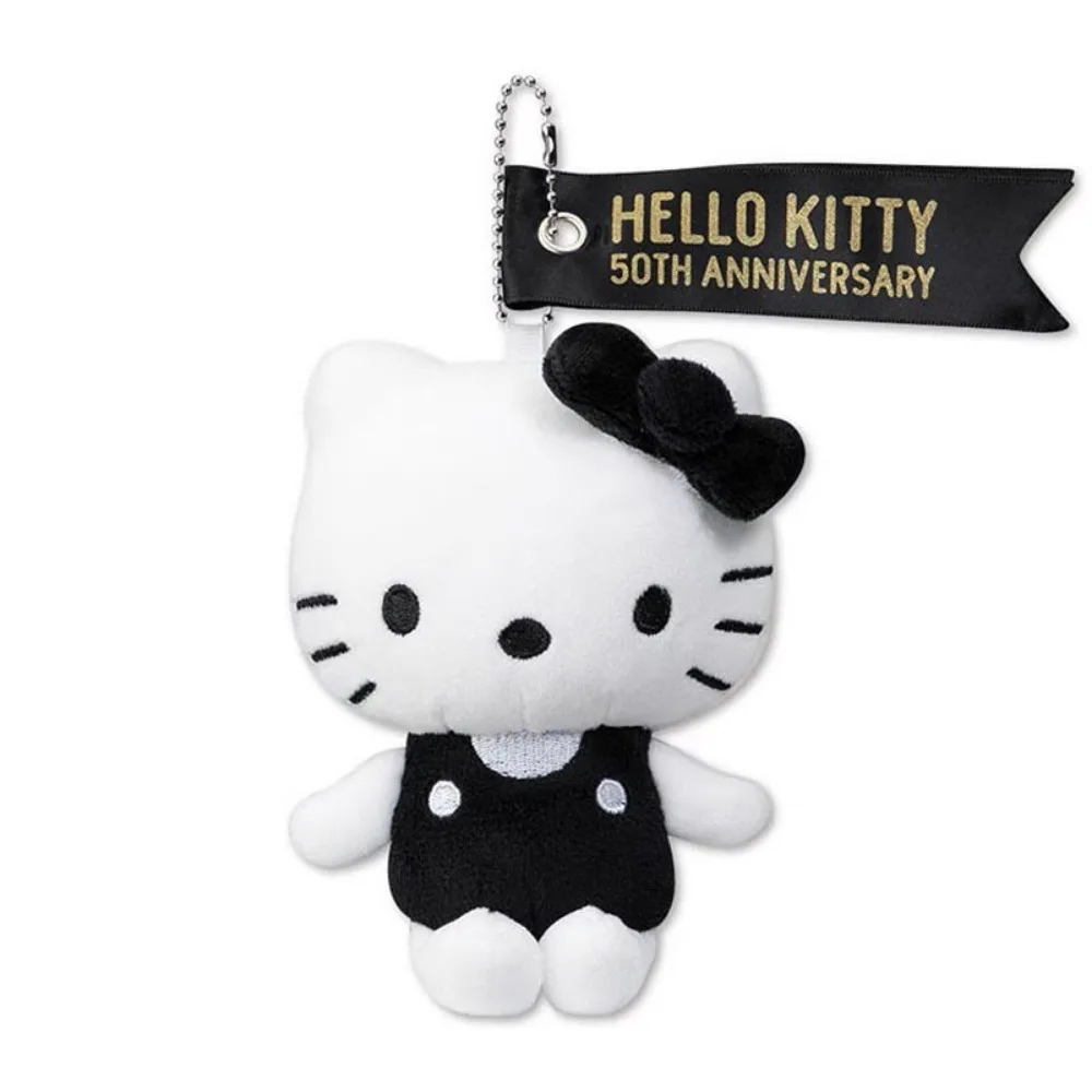 Sanrio Kawaii Hello Kitty Cartoon Cute Plush Originality Black and White Kitty Pendant Outfit Backpack Accessory Festivals Gift