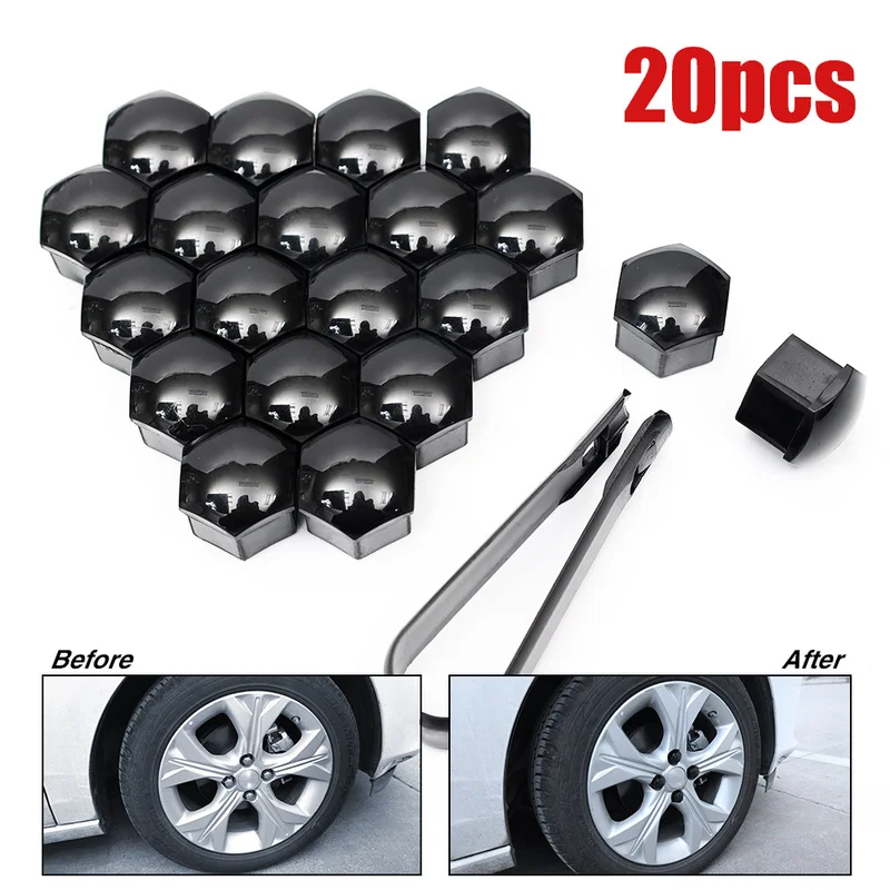 20pcs Car Wheel Nut Caps Auto Tyre Hub Screw 17mm 19mm 21mm Decoration Cap Anti-Rust Protection Cover Auto Accessories