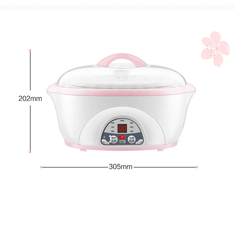 DDZ-W116D Automatic Household Slow Cooker Mini Electric Slow Cooker 300W Soup Cooking Machine With 3 Pot Ceramics Liner 220V