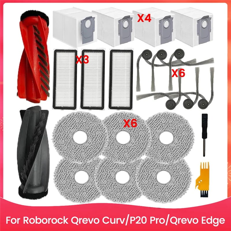 

Комплект аксессуаров AC23 для робота-пылесоса Roborock Qrevo Curv/P20 Pro/Qrevo Edge, основная боковая щетка, фильтры Hepa, мешки для швабры