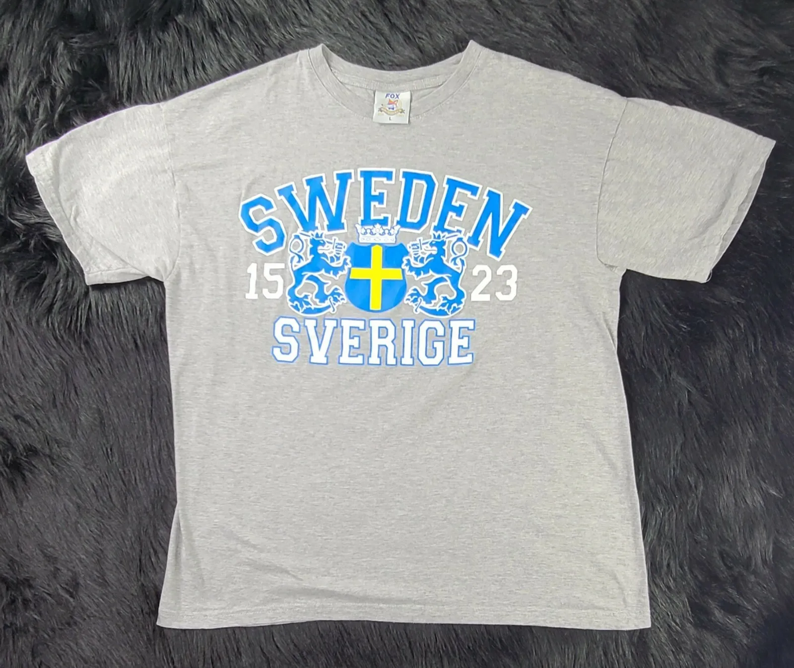 Original fox Sverige Sweden Cotton T-Shirt (L) SHIPPED PROMPTLY