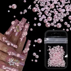 200pcs/Bag Colorful Half Round Flatback Pearls Accessories Mix Sizes For Nail Art Decorations ABS Imitation Pearl Beads