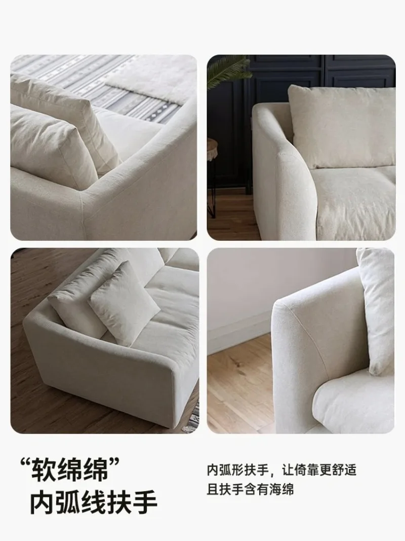Cotton and linen sofa living room double three Nordic cream style removable and washable fabric small apartment straight sofa