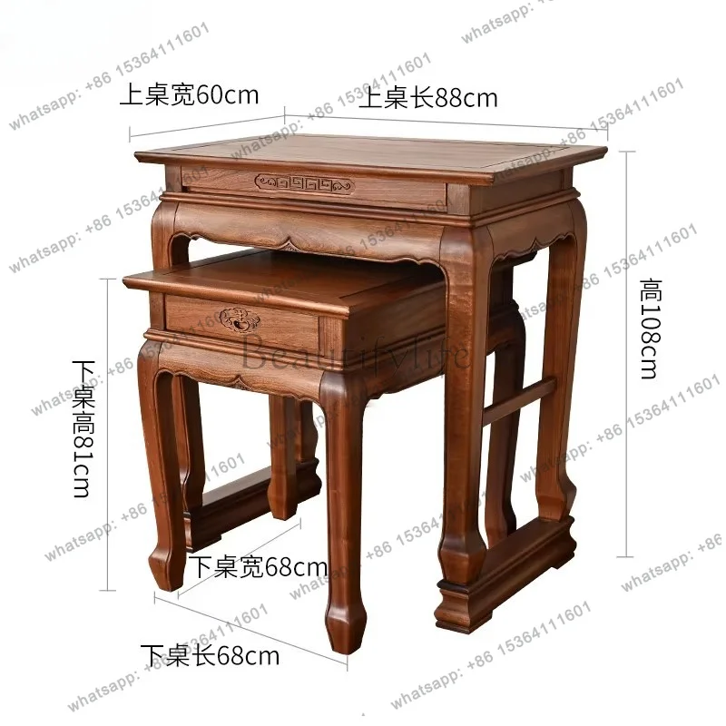 YJ Solid Wood Rosewood Buddhist Altar Table Simple Incense Burner Shrine Home Worship Desk for Deities