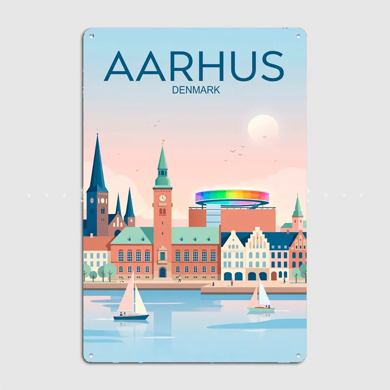 Aarhus Denmark Skyline Metal Custom Sign Living Room Wall Indoor Decor Room Decoration Bedroom Posters Home Decor