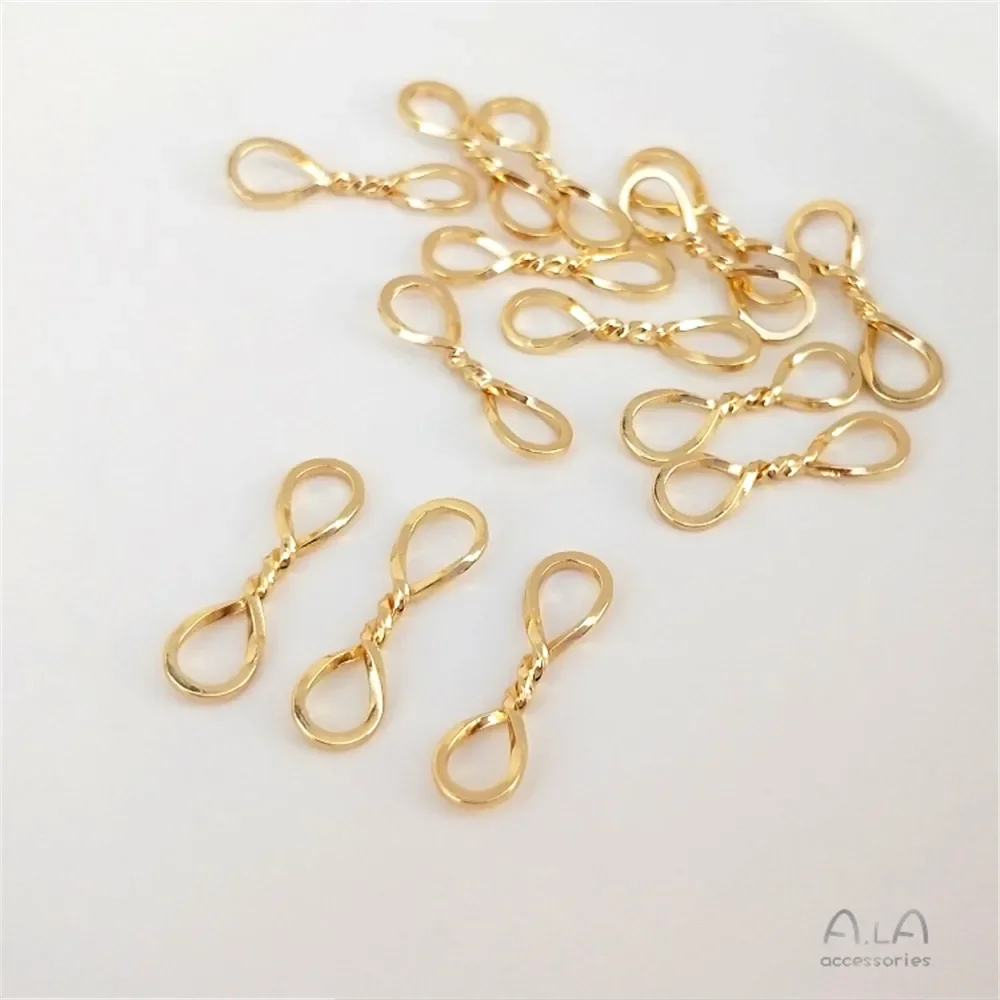 14K plated gold filled Twist 8 button accessories Copper bag real gold bracelet necklace link material diy jewelry