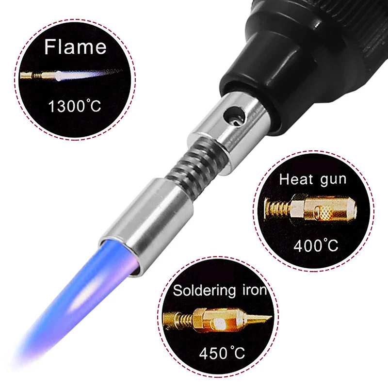 Portable Butane Soldering Torch Kit, 1300°C cordless welding pen with replaceable tips, mini blow torch for jewelry making and D