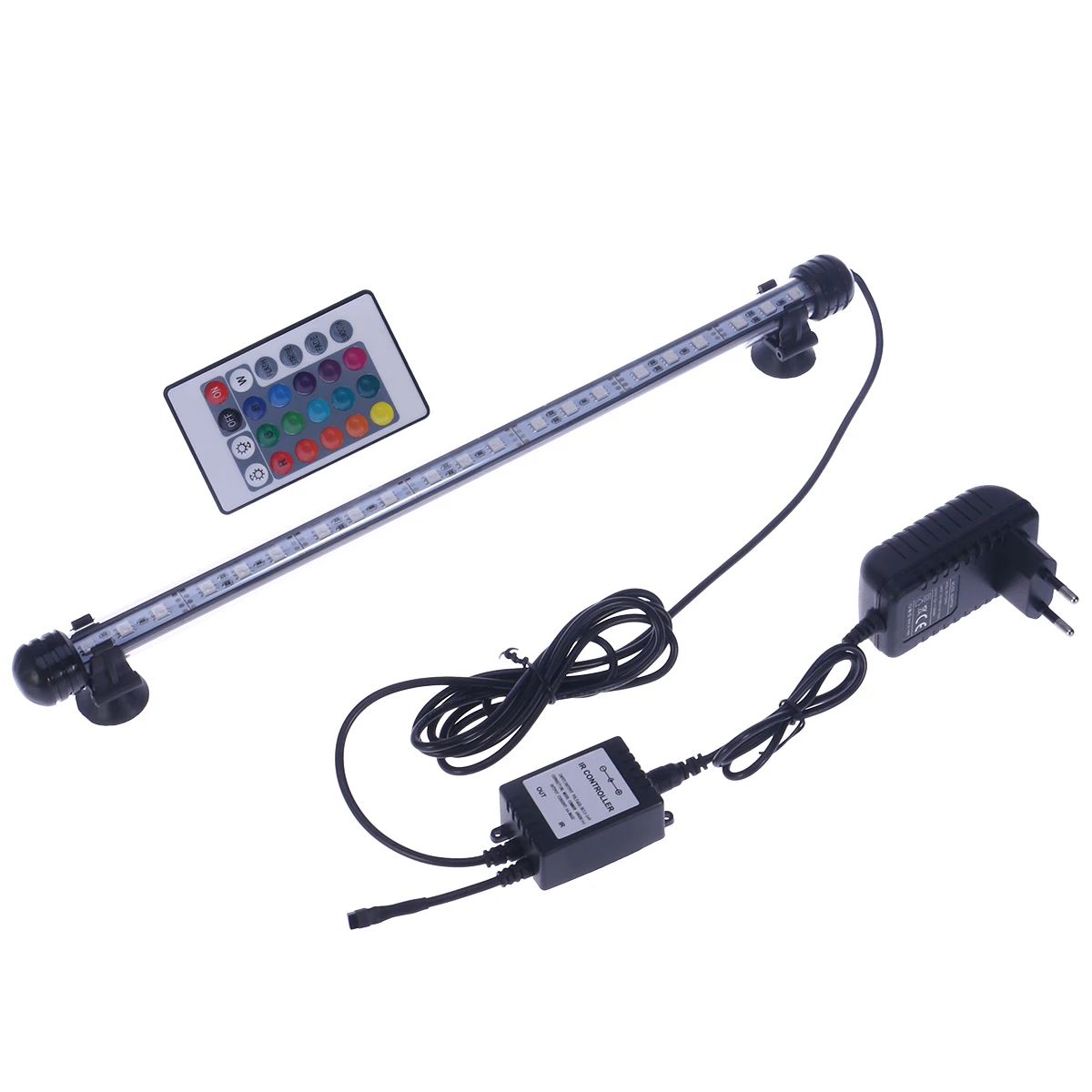 LED Aquarium Light Fish Tank Light Color Changing Submersible Underwater Crystal Glass LEDs Lights With 38cm (EU Plug)