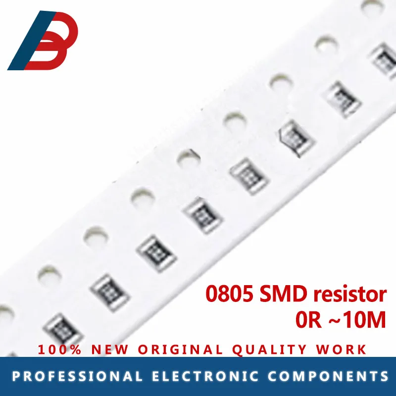 100PCS 0R ~ 10M 1/8W 0 1 10 100 150 220 330 ohm 1K 2.2K 10K 100K 0R 1R 10R 100R 150R 220R 330R 1% Resistors 0805 SMD resistor