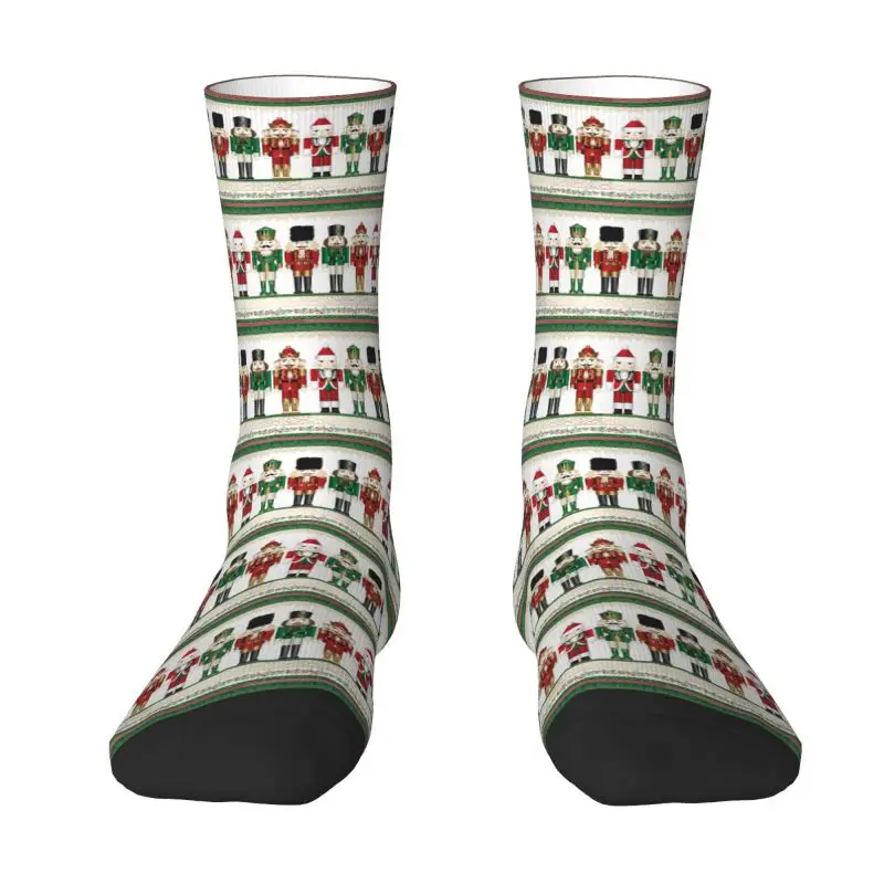 

Merry Christmas Nutcrackers Men's Crew Socks Unisex Fashion 3D Print Nutcracker Soldier Doll Gift Dress Socks