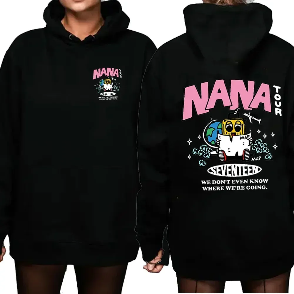 Толстовки с капюшоном в Корейском стиле Nana Tour с принтом Seventeen, толстовка с пляжным солнцем и длинными рукавами, пуловер Y2k, повседневная модная индивидуальность