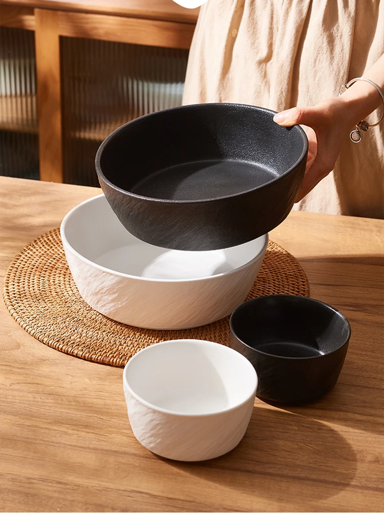 Ramen Bowl Household Ceramic Soup Bowl Single High-end Tableware Pickled Cabbage Fish Plate Ceramic Rice Bowl