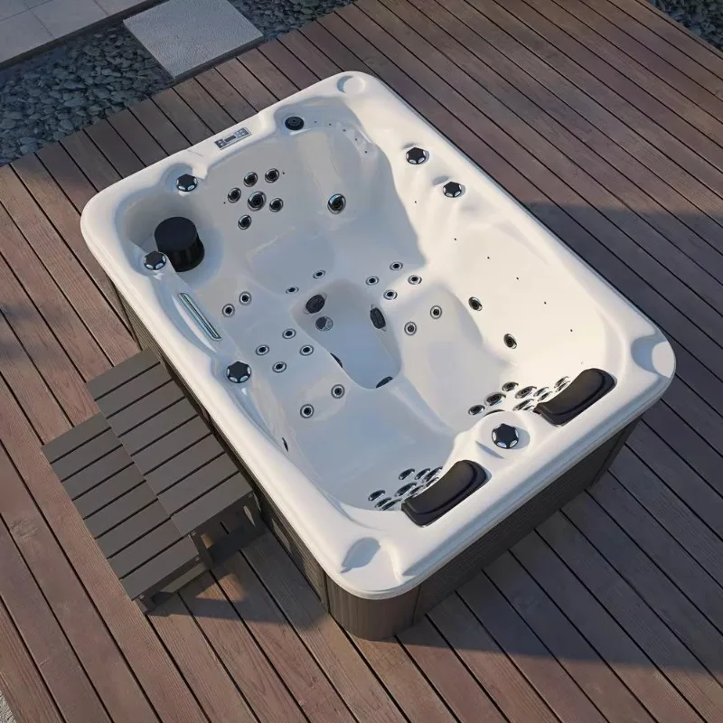 2026 Hot Sale FL Modern Outdoor Spa Tubs Rectangle Acrylic for Jacuzzis with Heater System for Villa Garden or Hotel Customized
