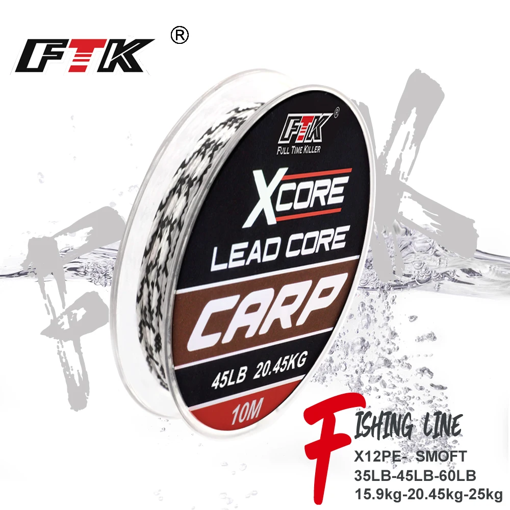 

FTK Leadcore Carp Fishing Line 35LB/45LB/55LB 10M 15.9/20.45/25KG Make Carp Hair Rigs 3 Color Braided Lead Line