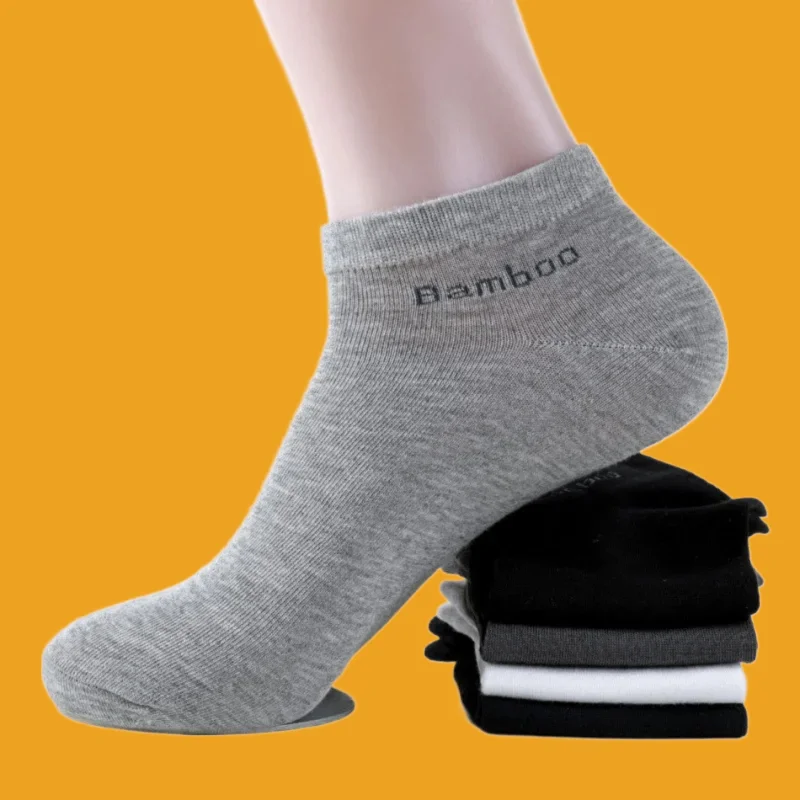 5/10 Pairs/Pack Anti-Bacterial Man Ankle Socks Comfortable Breathable Short Socks High Quality Men's Fashion Bamboo Fiber Socks