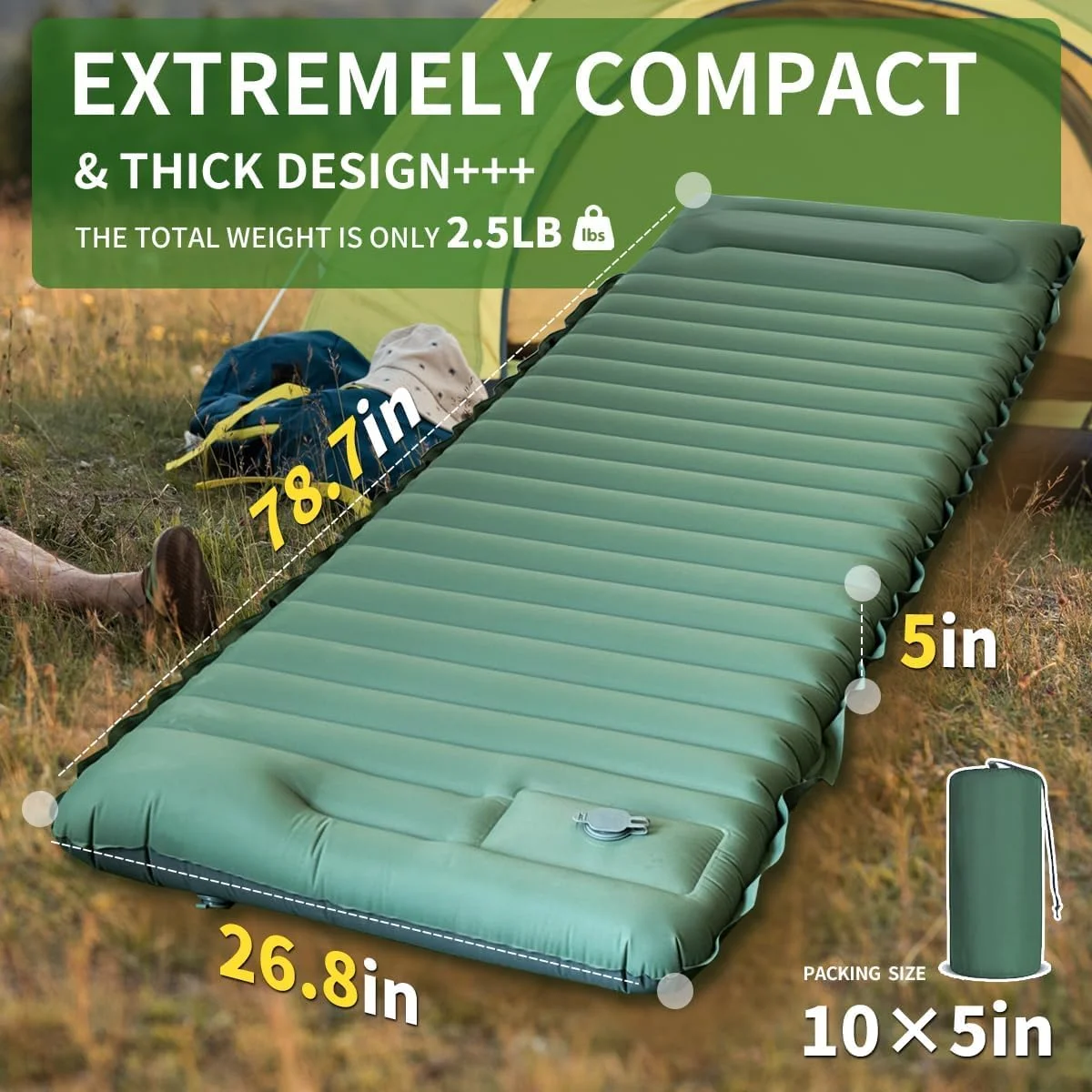 Outdoor Camping Sleeping Pad I - Inflatable Camping Sleeping Pad Pillow recension och pris