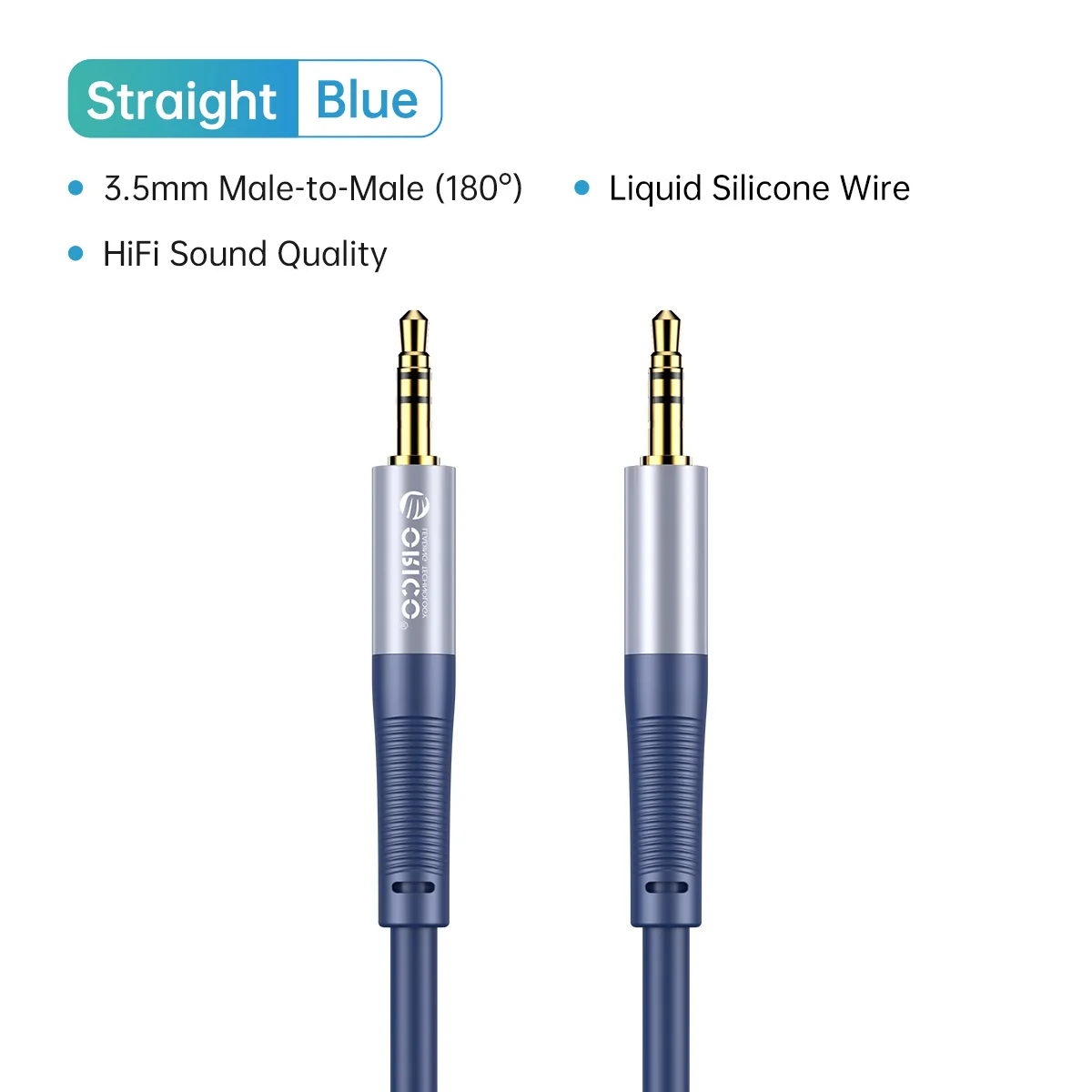 ORICO 3,5 mm Aux-Kabel, Jack-Audiokabel, Stecker auf Stecker, Hi-Fi-Sound, flüssiges Silikon für Kopfhörer, iPhone-Lautsprecher, Auto, iPad