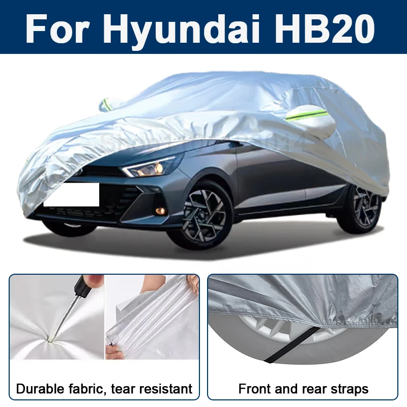 

Outdoor Full Car Cover For Hyundai HB20 with Reflective Strips Waterproof Snowproof Dustproof UV Protection Auto Accessories