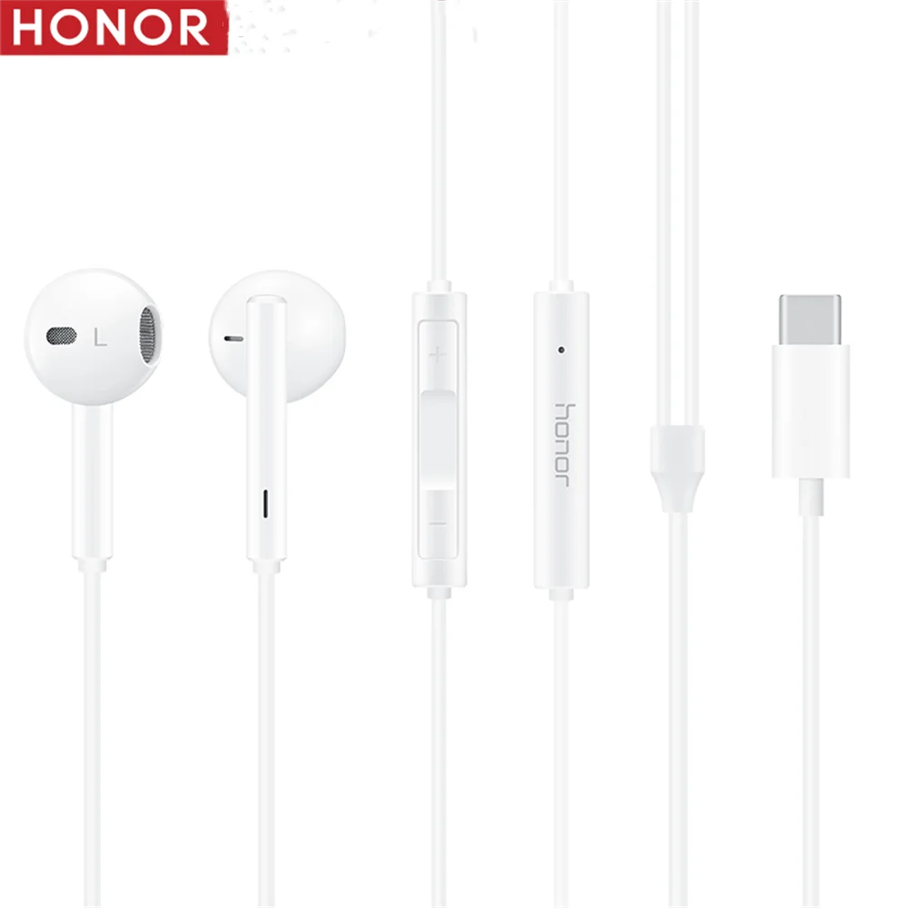 AM33 Honor Type-C Earphone USB-C Headset Volume Control Microphone Noise Reduction Button Control Headphone For Honor 100 90 80