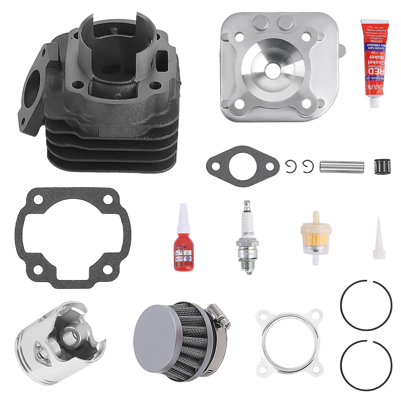 Racing 70cc Big Bore Cylinder Kit Head Rebuild Set For Yamaha Zuma YW50 BWS 50