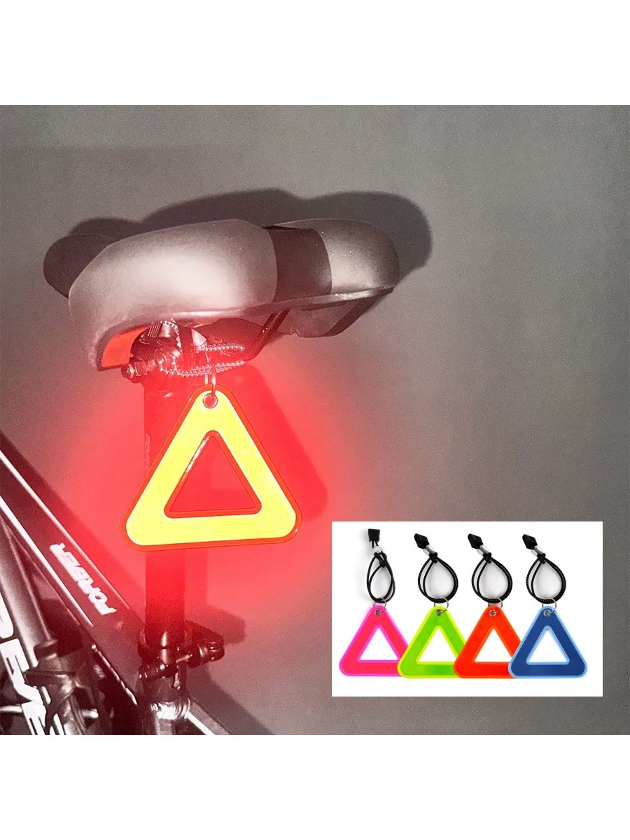 AliExpress NONE Bicycle Saddle Reflective Triangle Sign Double Sided Night Riding Safety Warning Plate PVC Reflector with Elastic Rope
