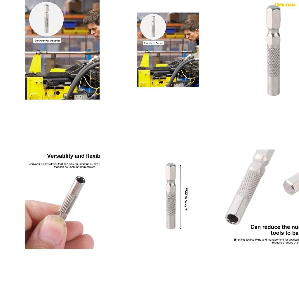 

U1JB Переходник для вставных бит 6,35 мм 1/4 дюйма на шестигранный держатель бит 4 мм Адаптер бит для отверток