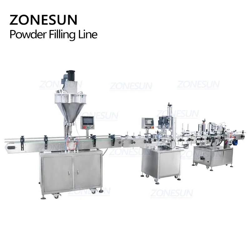 ZONESUN Custom Full Automatic Dry Matcha Powder Milk Powder Round Container Jar Bottle Filling Capping And Labeling Machine
