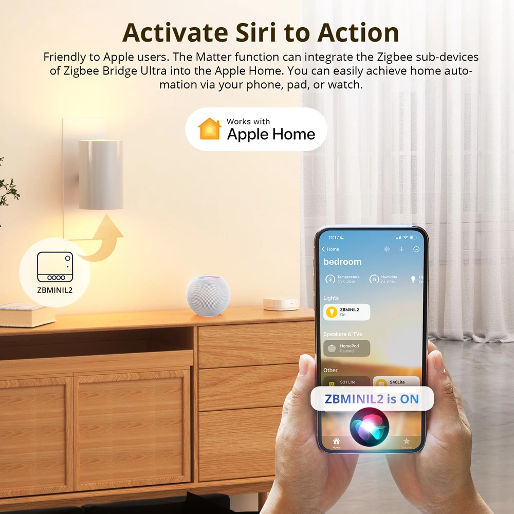 SONOFF ZBBridge-U Zigbee Matter Bridge Ultra Smart Home Security Ethernet-соединение Обновление OTA работает устройства SNZB-01P/SNZB-06P